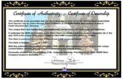 200th Anniversary Silent Night Chapel German Christmas Beer Stein | Musical 18 200th Anniversary Silent Night Chapel German Christmas Beer Stein | Musical -Beer Stein Store 200 Year Anniversary Silent Night Chapel Christmas German Beer Stein K047 Certificate Front 53606.1542245586