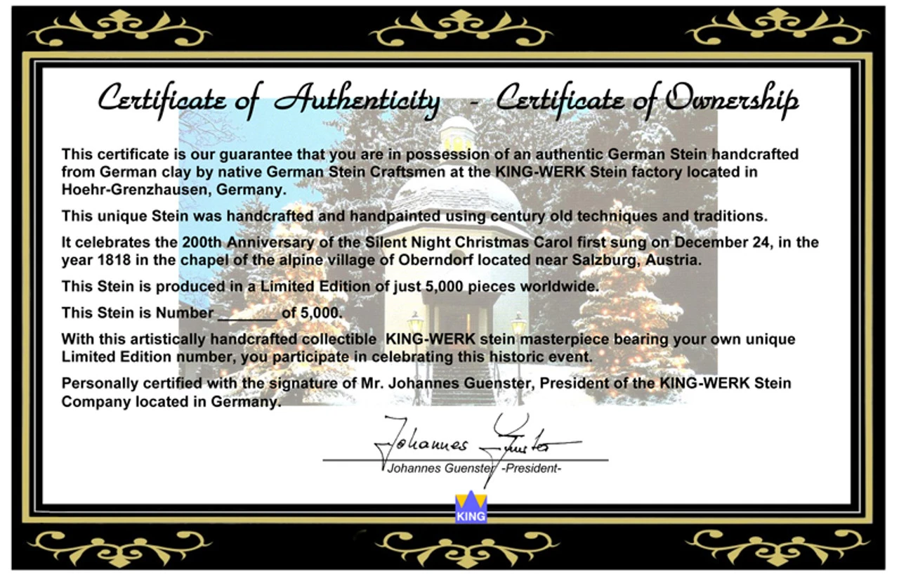 200th Anniversary Silent Night Chapel German Christmas Beer Stein 8 200th Anniversary Silent Night Chapel German Christmas Beer Stein - Image 6