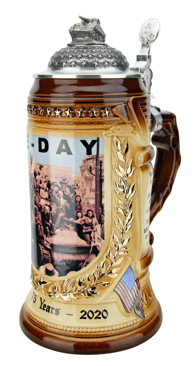75 Years VE-Day Anniversary Beer Stein | Tank Lid 4 75 Years VE-Day Anniversary Beer Stein | Tank Lid - Image 2