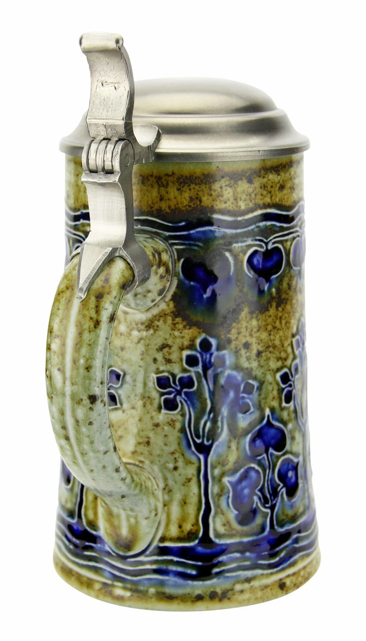 Art Nouveau Stylized Linden Tree Salt Glaze Beer Stein 7 Art Nouveau Stylized Linden Tree Salt Glaze Beer Stein - Image 5