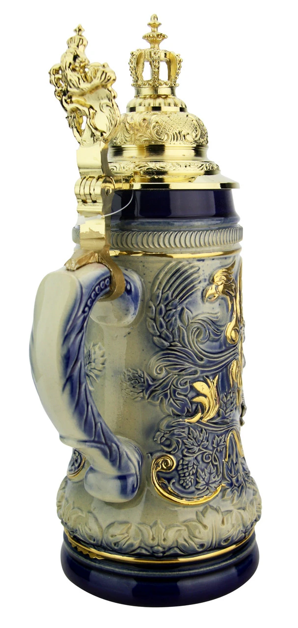 Bavaria Lion Crest Beer Stein With Gilded Royal Crown Lid 7 Bavaria Lion Crest Beer Stein With Gilded Royal Crown Lid - Image 5