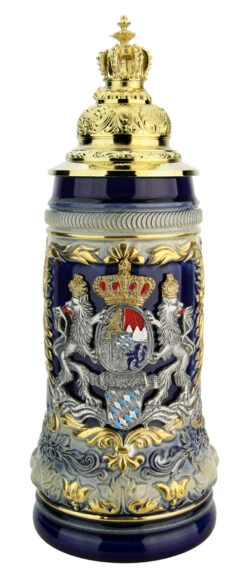Bavaria Lion Crest Beer Stein With Gilded Royal Crown Lid 10 Bavaria Lion Crest Beer Stein With Gilded Royal Crown Lid -Beer Stein Store Bavaria Lion Crest Beer Stein with Royal Golden Crown Lid ZB14232000 FNT SM 44076.1611329970