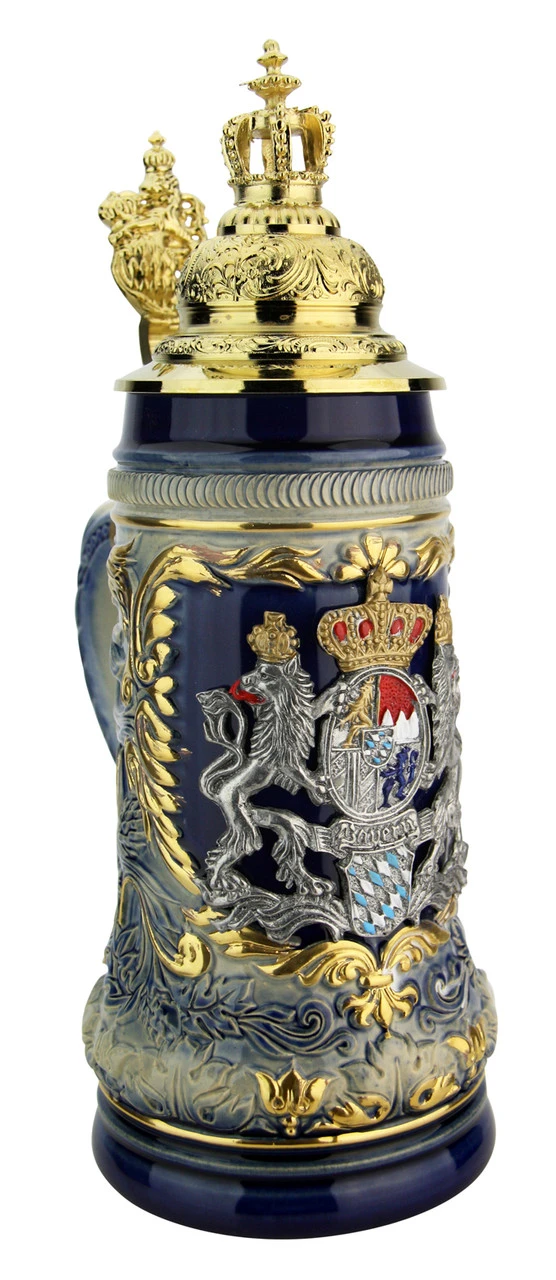 Bavaria Lion Crest Beer Stein With Gilded Royal Crown Lid 9 Bavaria Lion Crest Beer Stein With Gilded Royal Crown Lid - Image 7