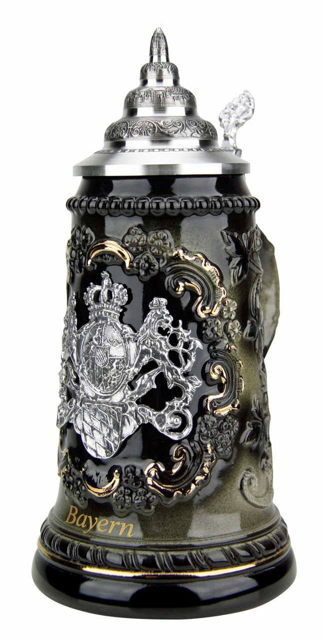 Bavaria Pewter Lion Crest Beer Stein 3 Bavaria Pewter Lion Crest Beer Stein