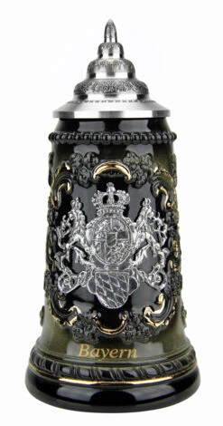 Bavaria Pewter Lion Crest Beer Stein 7 Bavaria Pewter Lion Crest Beer Stein -Beer Stein Store Bavaria Pewter Lion Crest Beer Stein K455SZB FNT SM 12155.1490903076