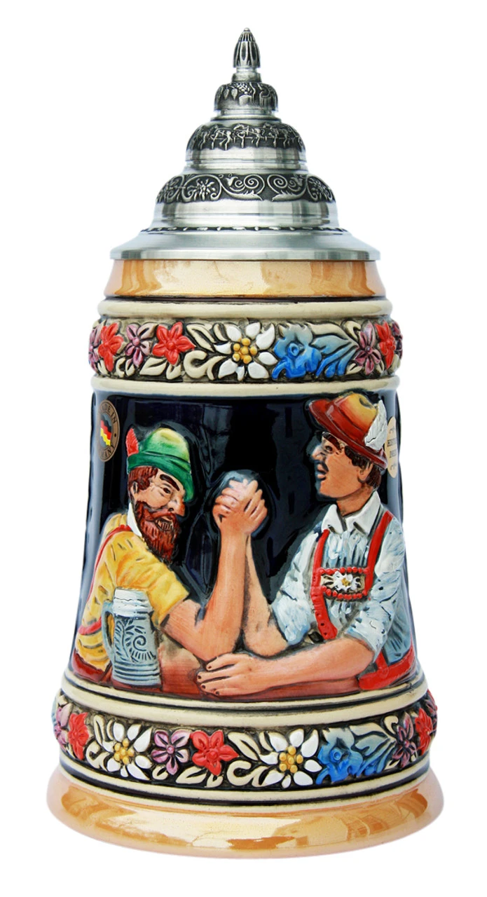 Bavarian Arm Wrestler Beer Stein 3 Bavarian Arm Wrestler Beer Stein