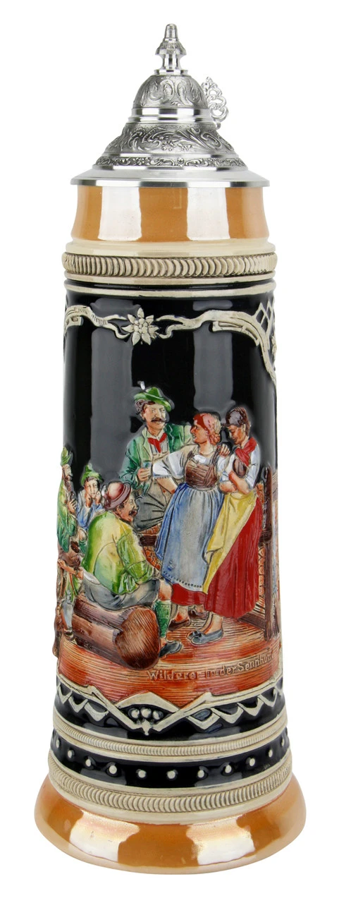 Bavarian Hunters Traditional Style 2 Liter Beer Stein 3 Bavarian Hunters Traditional Style 2 Liter Beer Stein