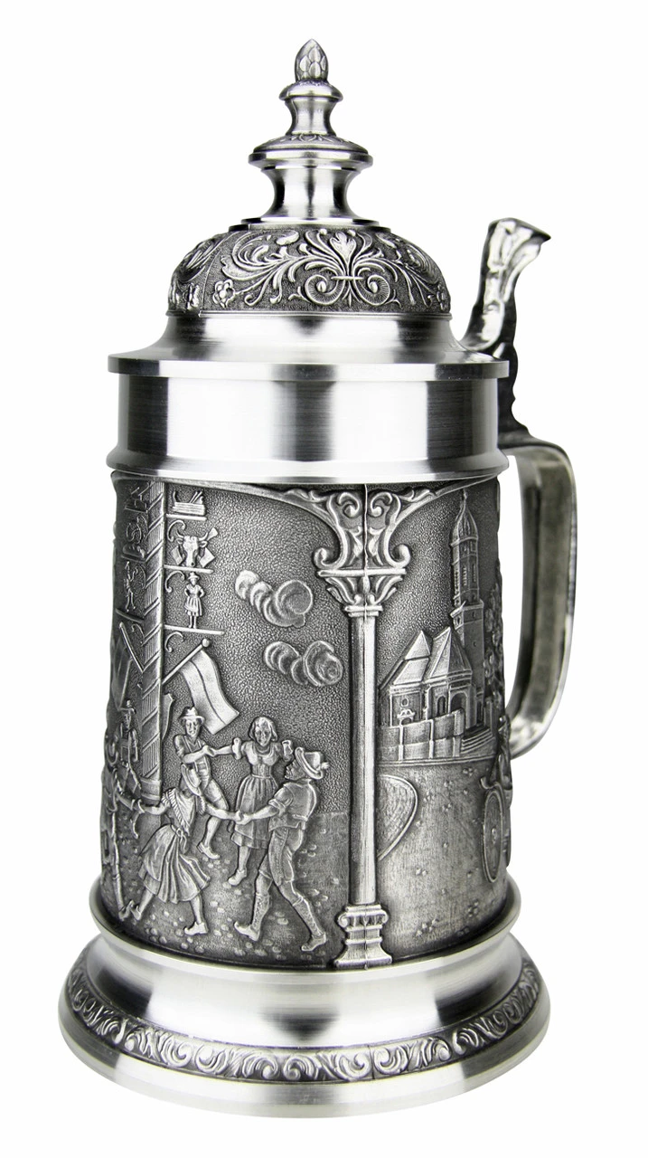 Bavarian Village Maypole Pewter Beer Stein 7 Bavarian Village Maypole Pewter Beer Stein - Image 5