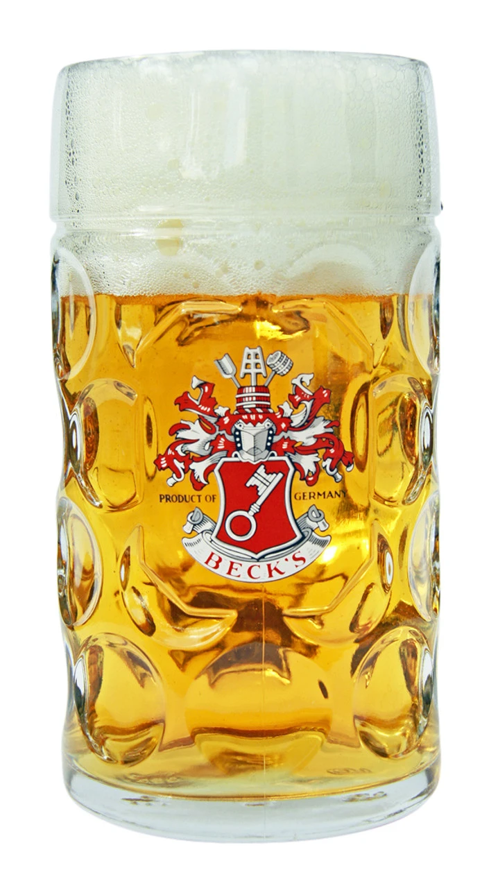Becks Dimpled Oktoberfest Glass Beer Mug 1 Liter 3 Becks Dimpled Oktoberfest Glass Beer Mug 1 Liter