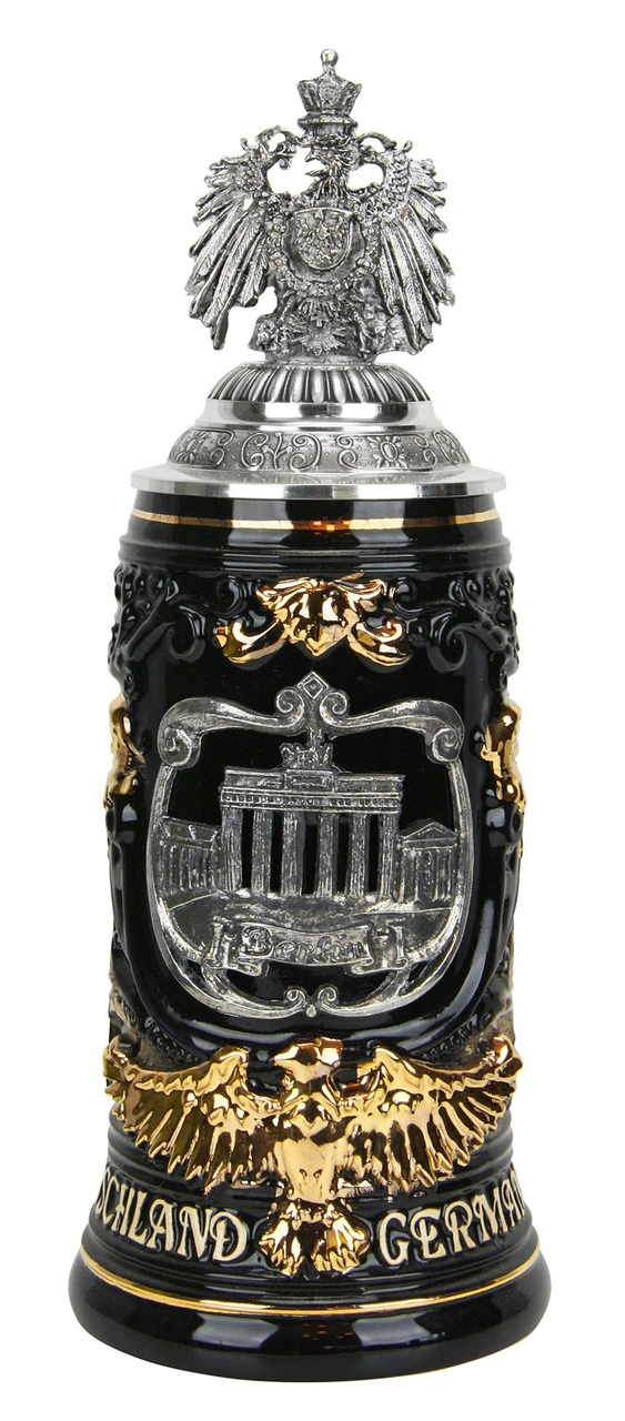 Berlin Germany Eagle Handle Beer Stein With Eagle Lid 3 Berlin Germany Eagle Handle Beer Stein With Eagle Lid