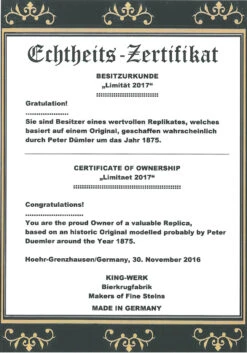 King Limitaet 2017 | Defending The Homeland Handpainted Beer Stein 15 King Limitaet 2017 | Defending The Homeland Handpainted Beer Stein -Beer Stein Store Certificate Front Limitaet 2017 07447.1486055349