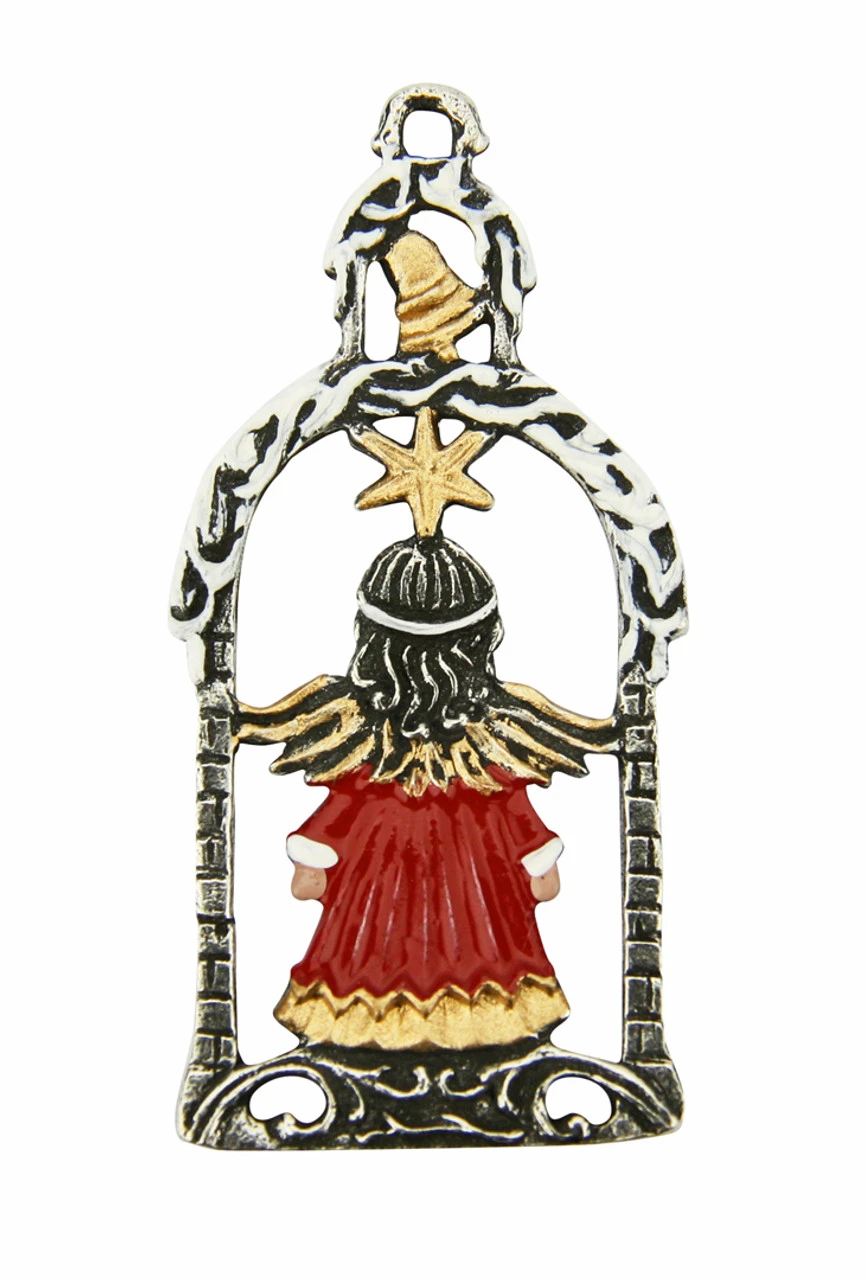 Chapel Angel German Pewter Christmas Ornament 4 Chapel Angel German Pewter Christmas Ornament - Image 2