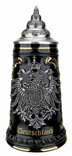 Deutschland Beer Stein With Pewter Eagle Badge