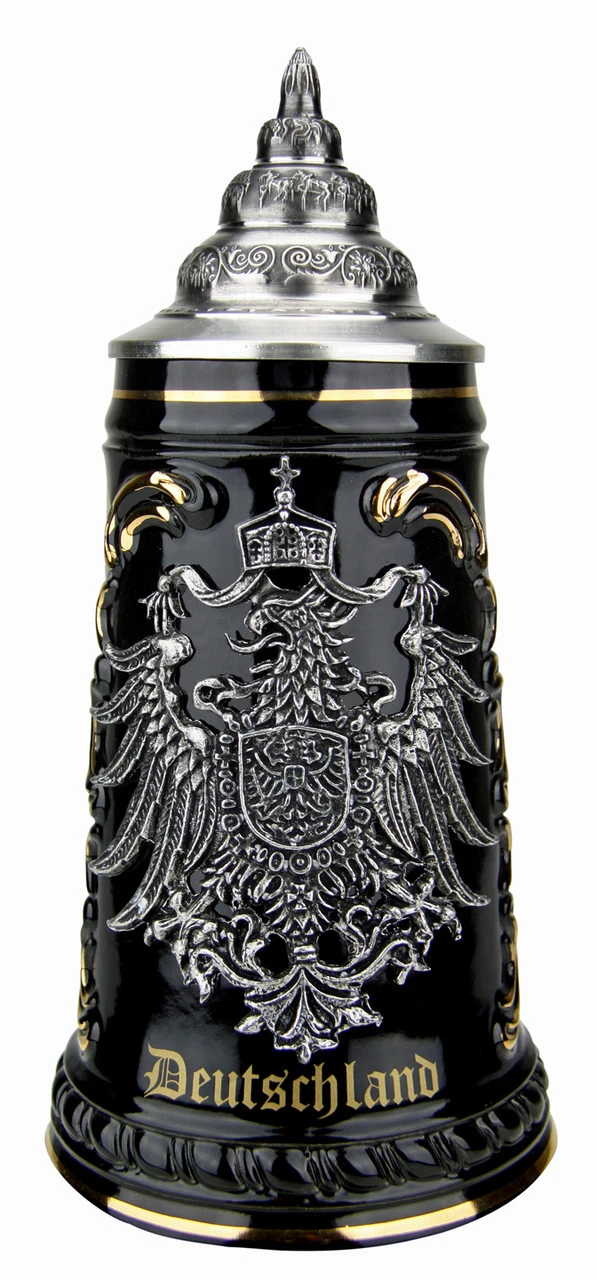 Deutschland Beer Stein With Pewter Eagle Badge 3 Deutschland Beer Stein With Pewter Eagle Badge