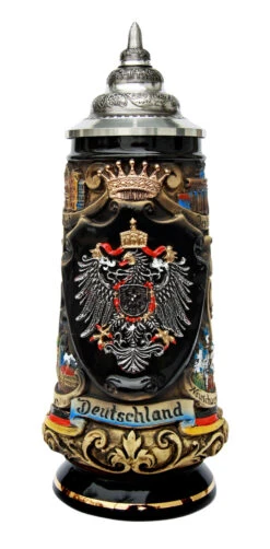 Deutschland Pewter Eagle Cities Beer Stein