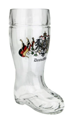 Deutschland Eagle And Flags Glass Beer Boot 0.5 Liter