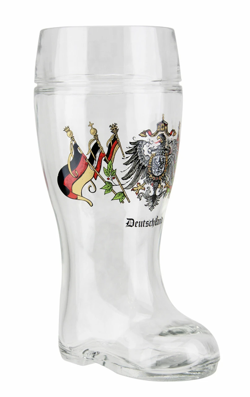 Deutschland Eagle And Flags Glass Beer Boot 1 Liter 4 Deutschland Eagle And Flags Glass Beer Boot 1 Liter - Image 2