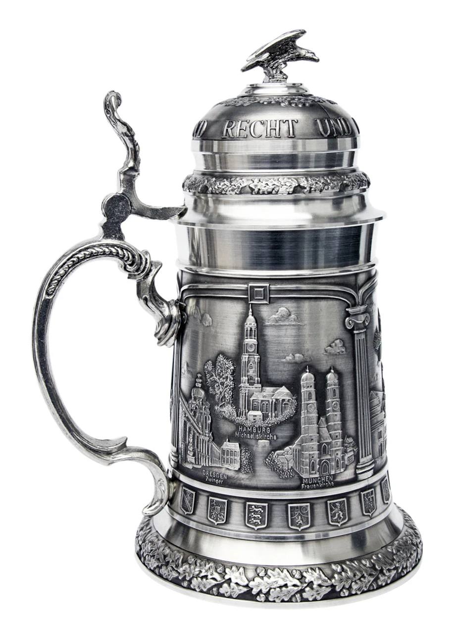 Deutschland German Landmarks Pewter Beer Stein 3 Deutschland German Landmarks Pewter Beer Stein
