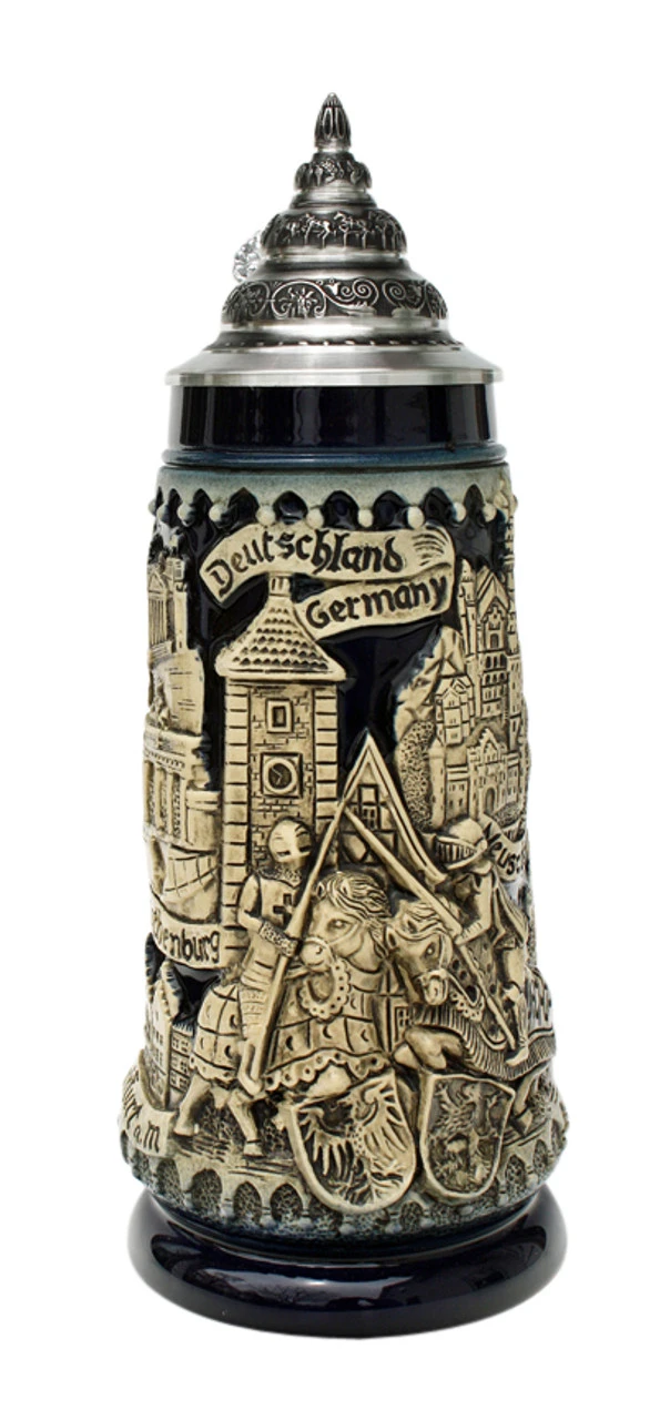 Deutschland Germany Jousting Knights Beer Stein Cobalt 3 Deutschland Germany Jousting Knights Beer Stein Cobalt