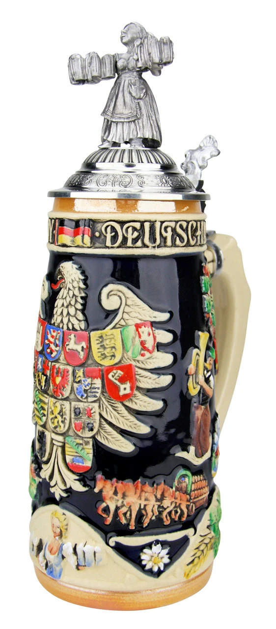 Deutschland Legacy Beer Stein With Pewter Beer Maiden Lid 4 Deutschland Legacy Beer Stein With Pewter Beer Maiden Lid - Image 2