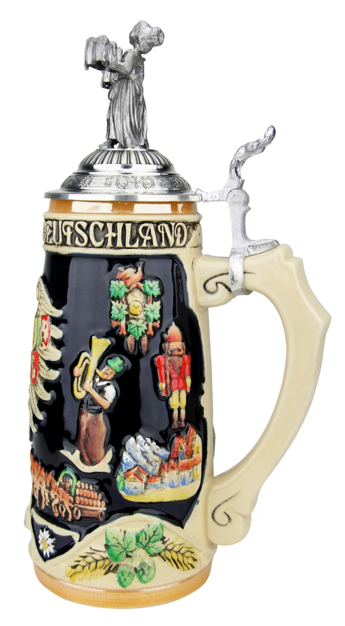 Deutschland Legacy Beer Stein With Pewter Beer Maiden Lid 5 Deutschland Legacy Beer Stein With Pewter Beer Maiden Lid - Image 3