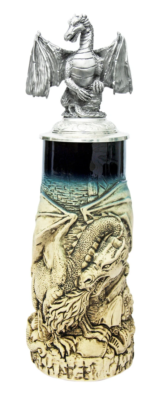 Dragon Beer Stein Rustic With Dragon Lid 3 Dragon Beer Stein Rustic With Dragon Lid