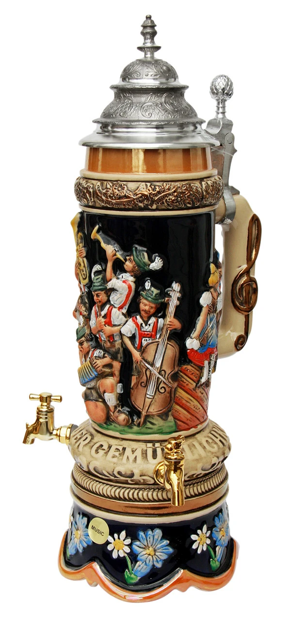Fest Krug Oompah Band Musical Beer Stein With Working Beer Taps 3 Fest Krug Oompah Band Musical Beer Stein With Working Beer Taps
