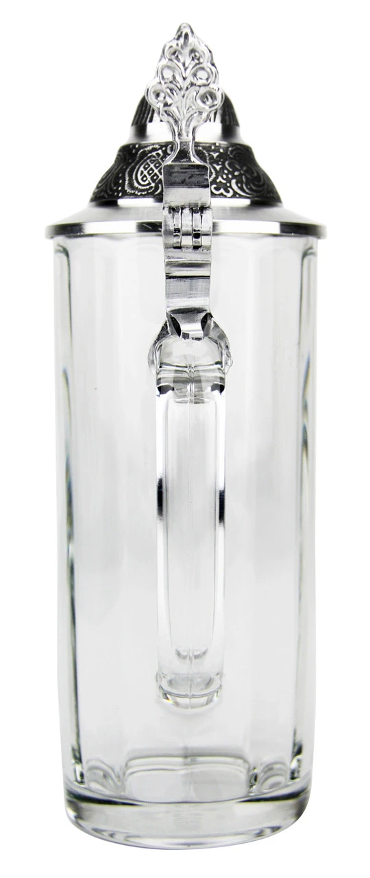 Faceted Glass Beer Stein With Pointed Pewter Lid 9 Faceted Glass Beer Stein With Pointed Pewter Lid - Image 7