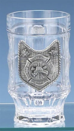 Fire Dept Glass Facet Beer Mug