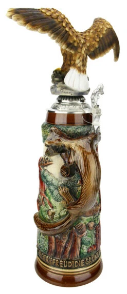 Fox Handle Hunter Beer Stein 2 Liter | Eagle Lid 17 Fox Handle Hunter Beer Stein 2 Liter | Eagle Lid -Beer Stein Store Fox Handle Hunter Beer Stein 2 Liter Flying Eagle Lid K949BE Back SM 51962.1586720437