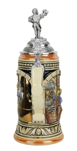 German 500 Year Anniversary Beer Purity Law German Beer Stein With Pewter Beer Brewer Figure Lid 12 German 500 Year Anniversary Beer Purity Law German Beer Stein With Pewter Beer Brewer Figure Lid -Beer Stein Store German 500 Year Anniversary Beer Purity Law German Beer Stein with Pewter Beer Brewer Figure Lid K519FBB Back SM 43080.1459973722