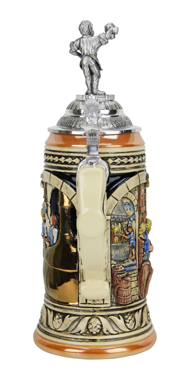 German 500 Year Anniversary Beer Purity Law German Beer Stein With Pewter Beer Brewer Figure Lid 6 German 500 Year Anniversary Beer Purity Law German Beer Stein With Pewter Beer Brewer Figure Lid - Image 4
