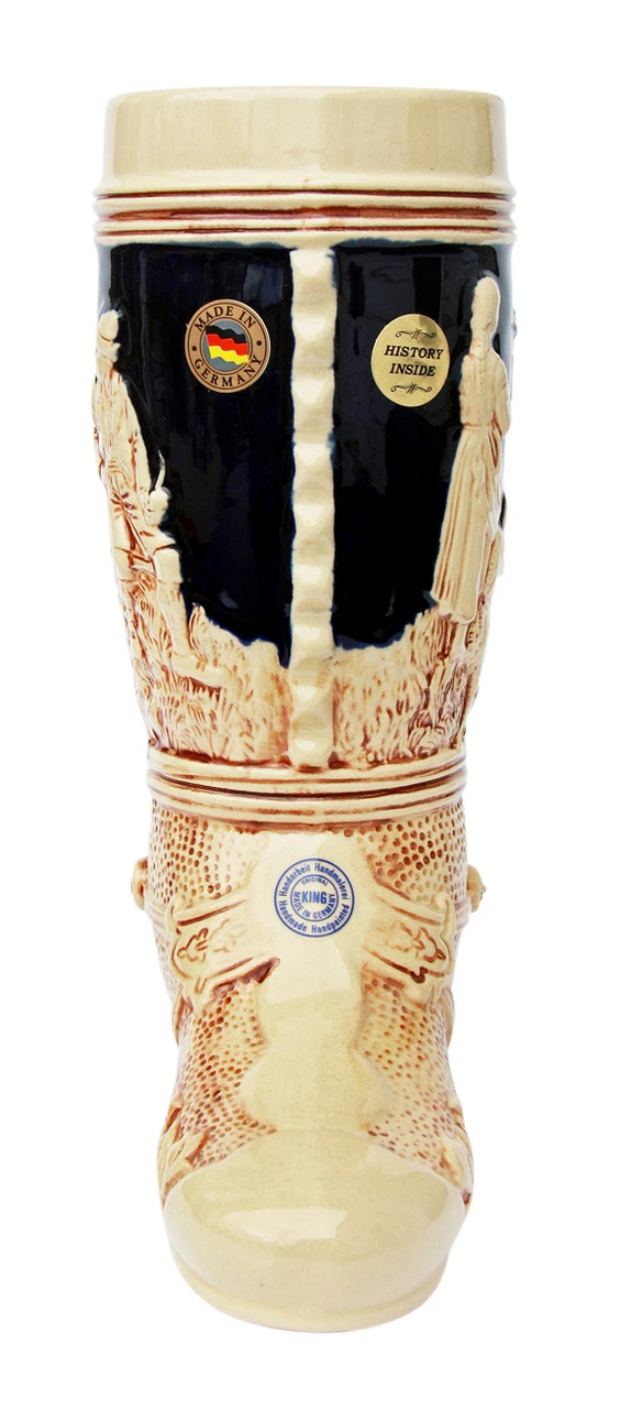 German Ceramic Beer Boot 1 Liter Cobalt 4 German Ceramic Beer Boot 1 Liter Cobalt - Image 2