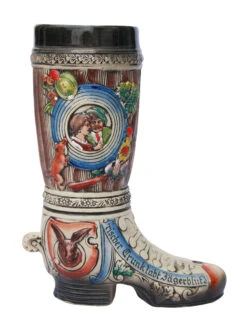 German Ceramic Hunters Beer Boot 1 Liter