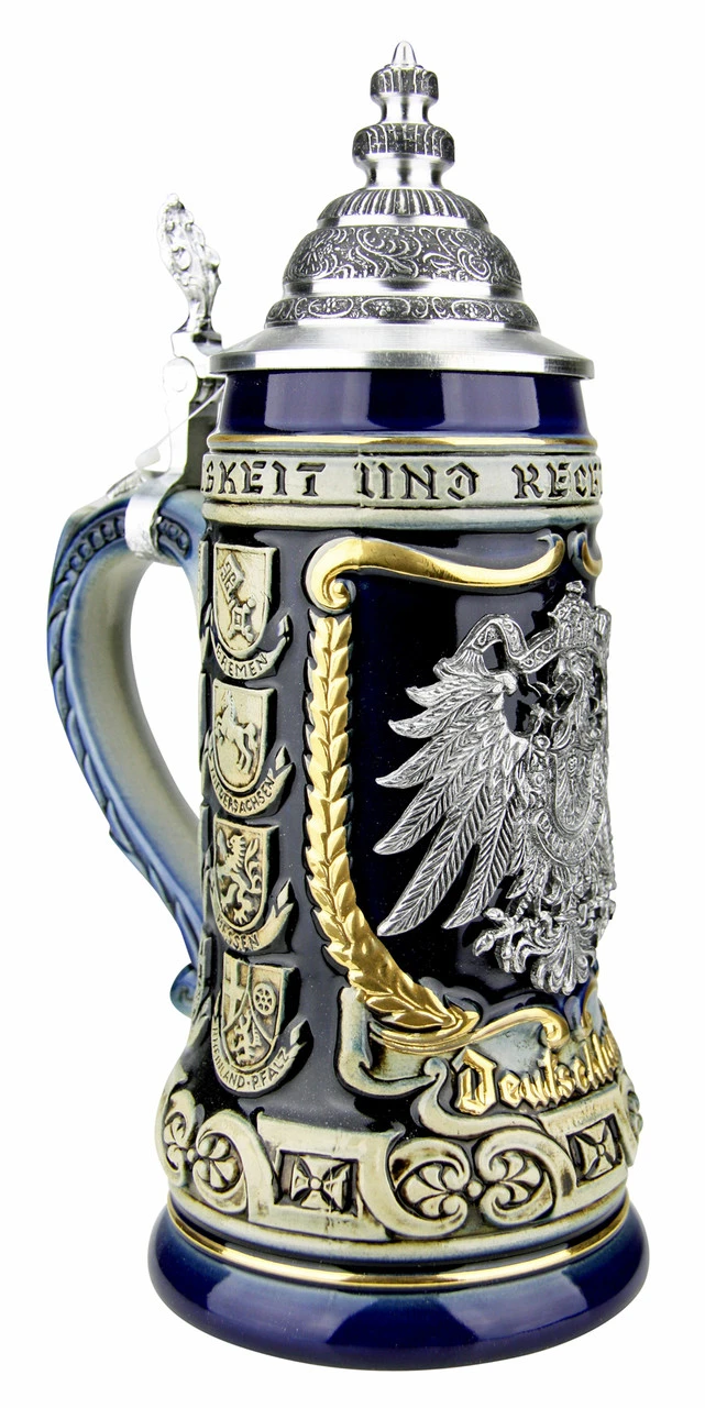 German Eagle Crests Beer Stein Blue 4 German Eagle Crests Beer Stein Blue - Image 2