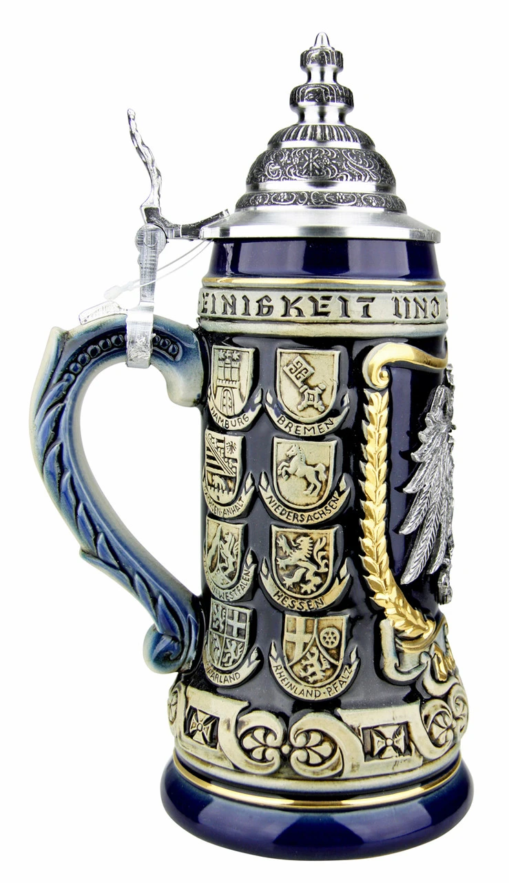 German Eagle Crests Beer Stein Blue 5 German Eagle Crests Beer Stein Blue - Image 3