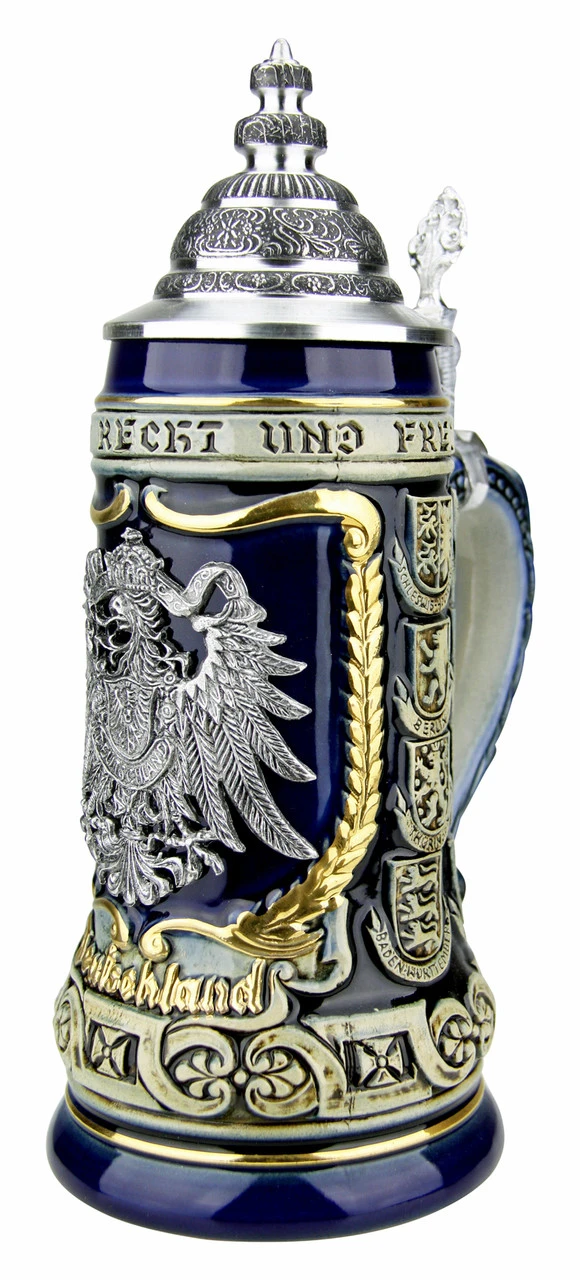 German Eagle Crests Beer Stein Blue 6 German Eagle Crests Beer Stein Blue - Image 4
