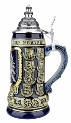 German Eagle Crests Beer Stein Blue 11 German Eagle Crests Beer Stein Blue -Beer Stein Store German Eagle Crests Beer Stein Blue ZB1425606EBL RS SM 46148.1527115729