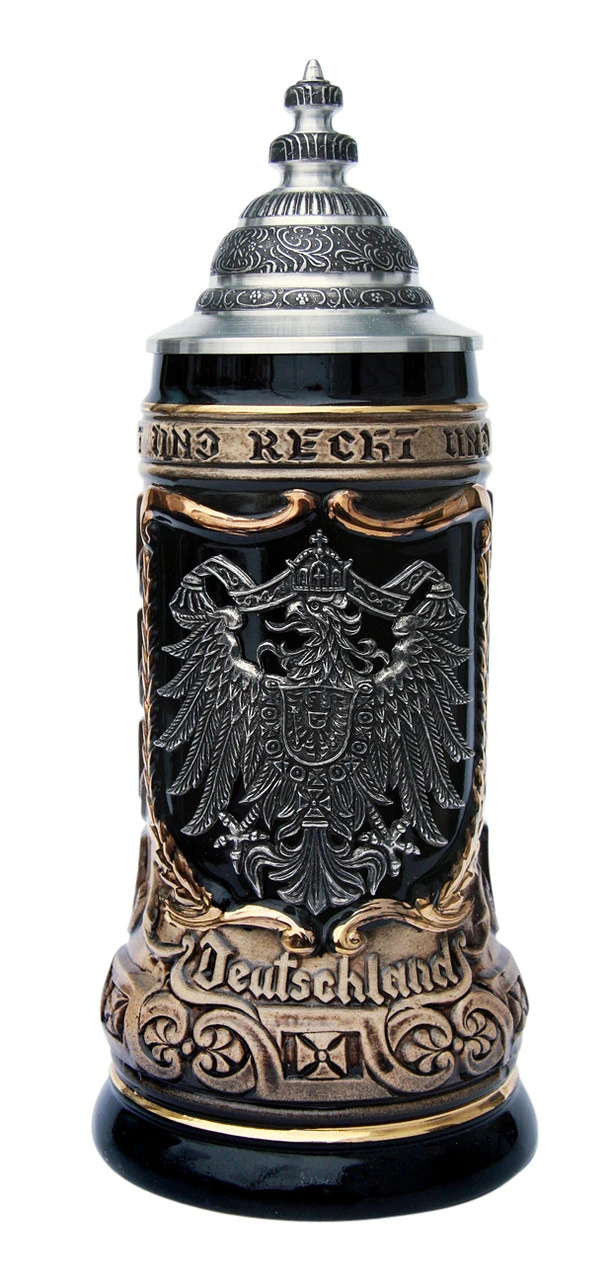 German Eagle Crests Beer Stein 3 German Eagle Crests Beer Stein