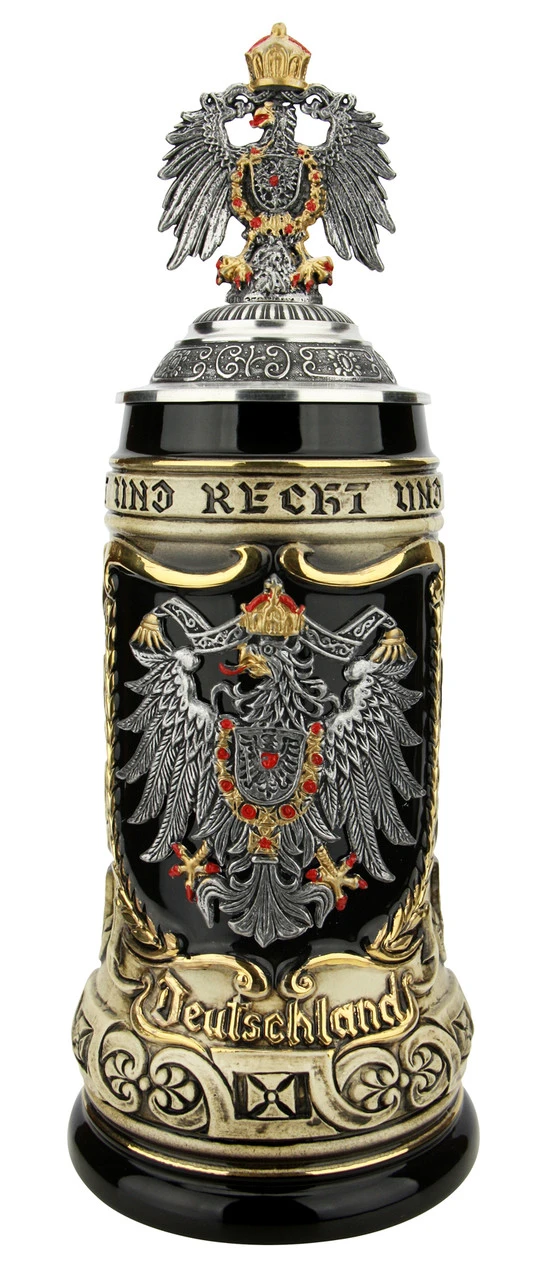 German Eagle Crests Beer Stein With Eagle Lid 4 German Eagle Crests Beer Stein With Eagle Lid - Image 2
