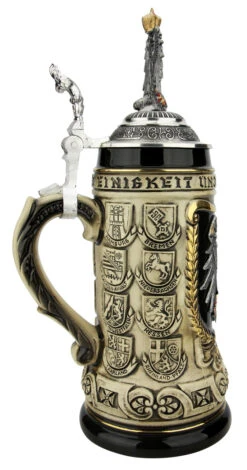 German Eagle Crests Beer Stein With Eagle Lid 11 German Eagle Crests Beer Stein With Eagle Lid -Beer Stein Store German Eagle Crests Beer Stein with Eagle Lid ZB14259001 LS SM 53004.1668721226