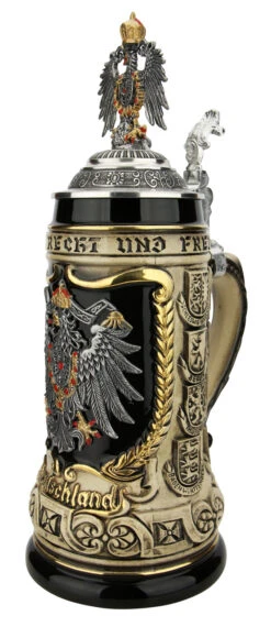 German Eagle Crests Beer Stein With Eagle Lid 9 German Eagle Crests Beer Stein With Eagle Lid -Beer Stein Store German Eagle Crests Beer Stein with Eagle Lid ZB14259001 RA SM 74921.1668721282