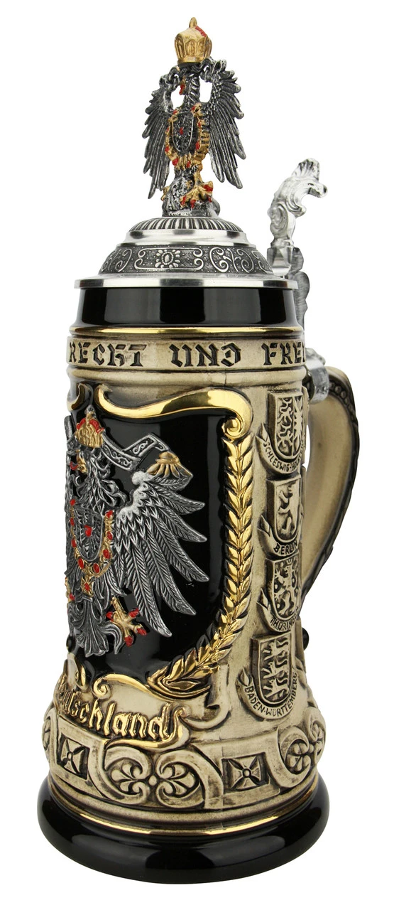 German Eagle Crests Beer Stein With Eagle Lid 5 German Eagle Crests Beer Stein With Eagle Lid - Image 3