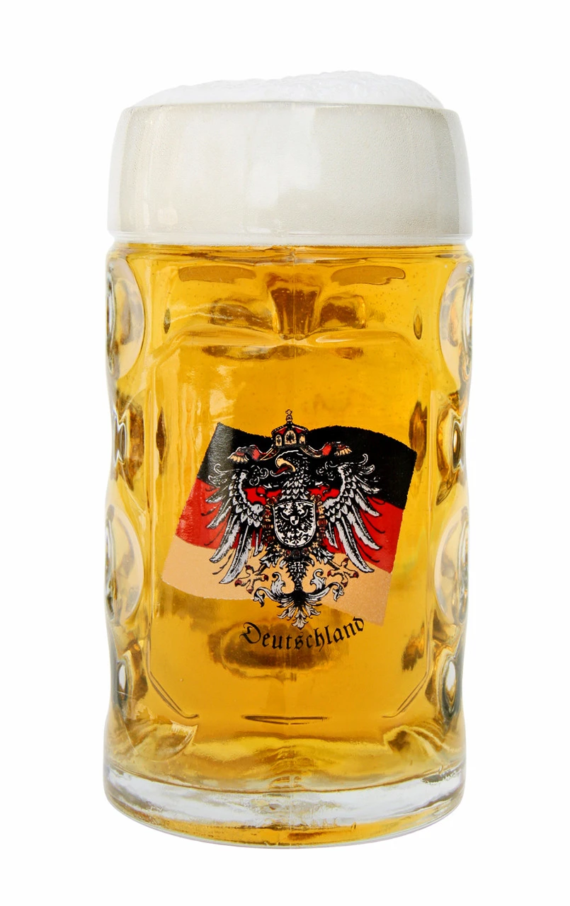German Eagle Flag Crest Dimpled Oktoberfest Glass Beer Mug 0.5 Liter 4 German Eagle Flag Crest Dimpled Oktoberfest Glass Beer Mug 0.5 Liter - Image 2
