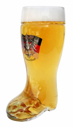 German Eagle Flag Crest Glass Beer Boot 0.5 Liter