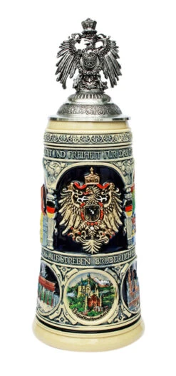German Heritage Beer Stein With Pewter Eagle Lid