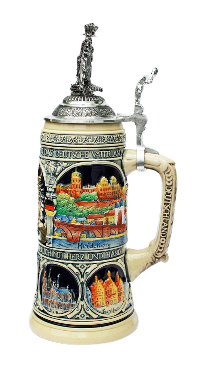 German Heritage Beer Stein With Pewter Eagle Lid 4 German Heritage Beer Stein With Pewter Eagle Lid - Image 2