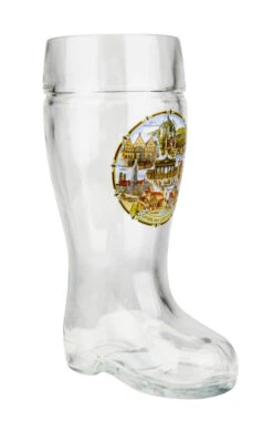 German Landmarks Glass Beer Boot 0.5 Liter