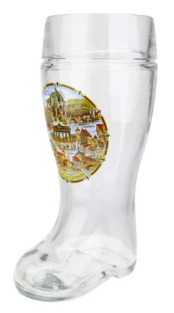 German Landmarks Glass Beer Boot 1 Liter