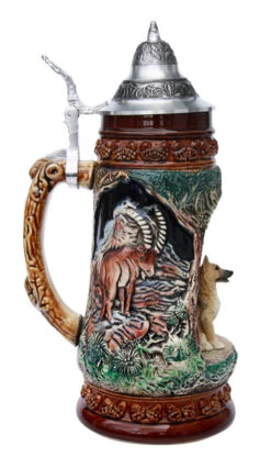 German Shepherd Wildlife Grotto Beer Stein -Beer Stein Store German Shepherd Wildlife Beer Stein K335BS LS SM 05029.1401397234